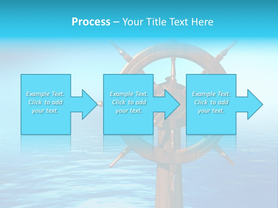 Ship Wheel Over A Sea Background. Digital Illustration PowerPoint Template
