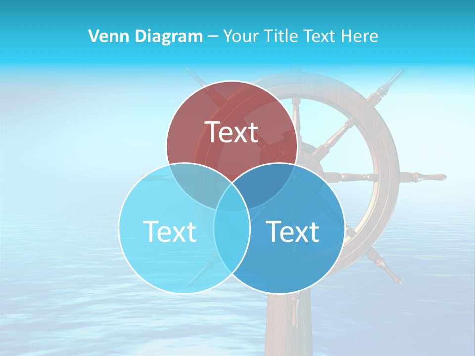 Ship Wheel Over A Sea Background. Digital Illustration PowerPoint Template