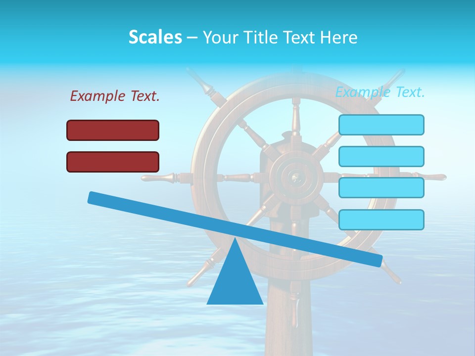 Ship Wheel Over A Sea Background. Digital Illustration PowerPoint Template