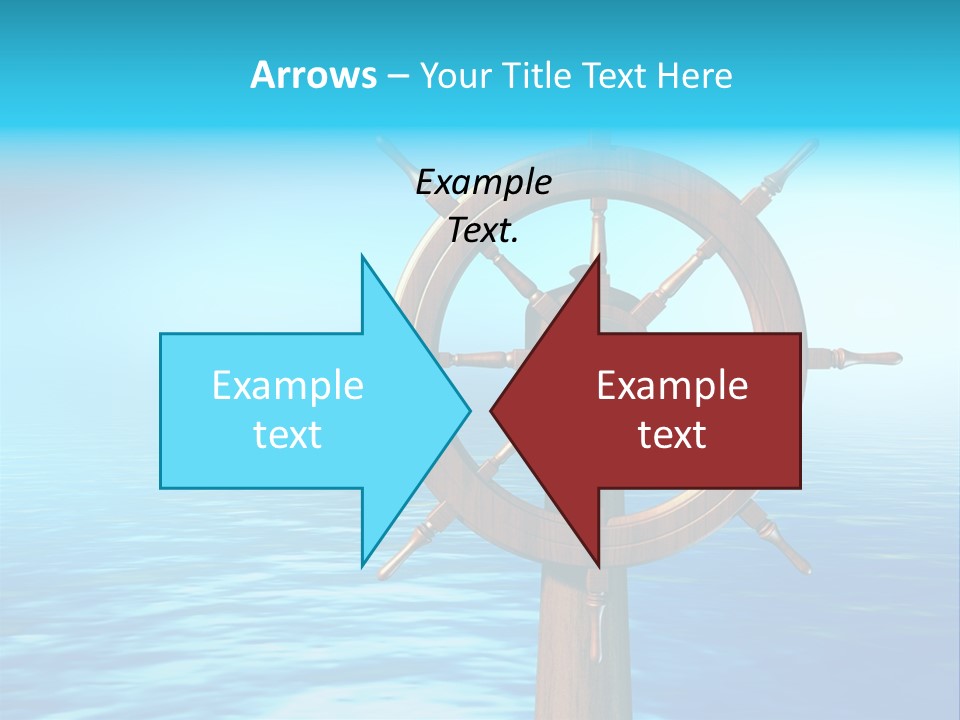 Ship Wheel Over A Sea Background. Digital Illustration PowerPoint Template