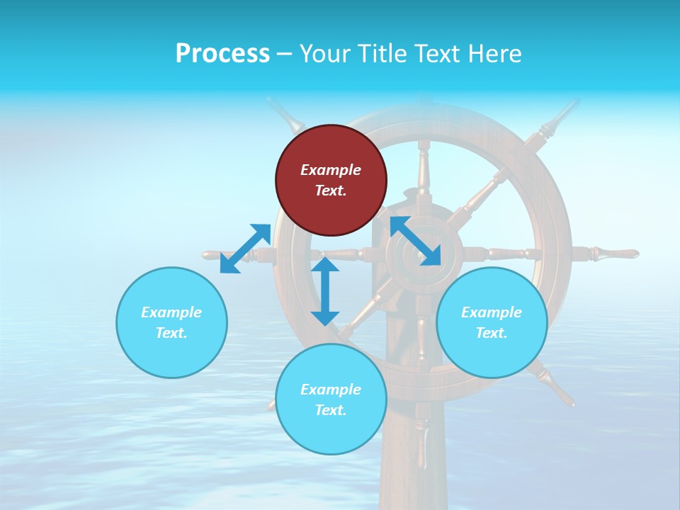 Ship Wheel Over A Sea Background. Digital Illustration PowerPoint Template