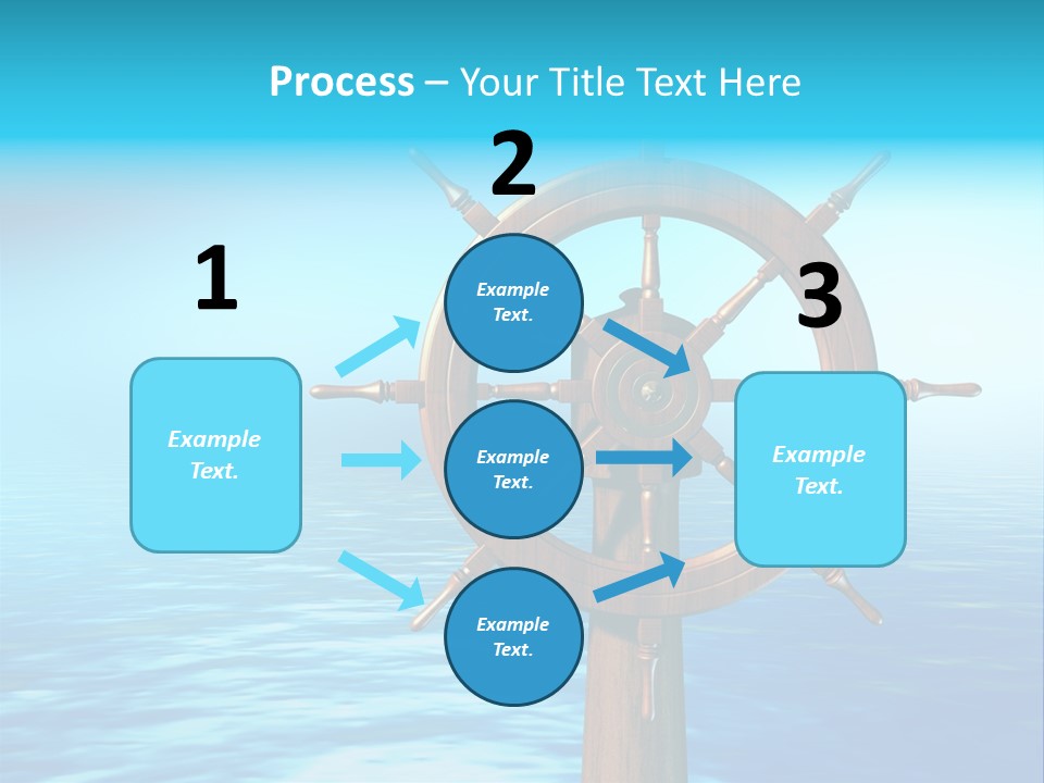 Ship Wheel Over A Sea Background. Digital Illustration PowerPoint Template