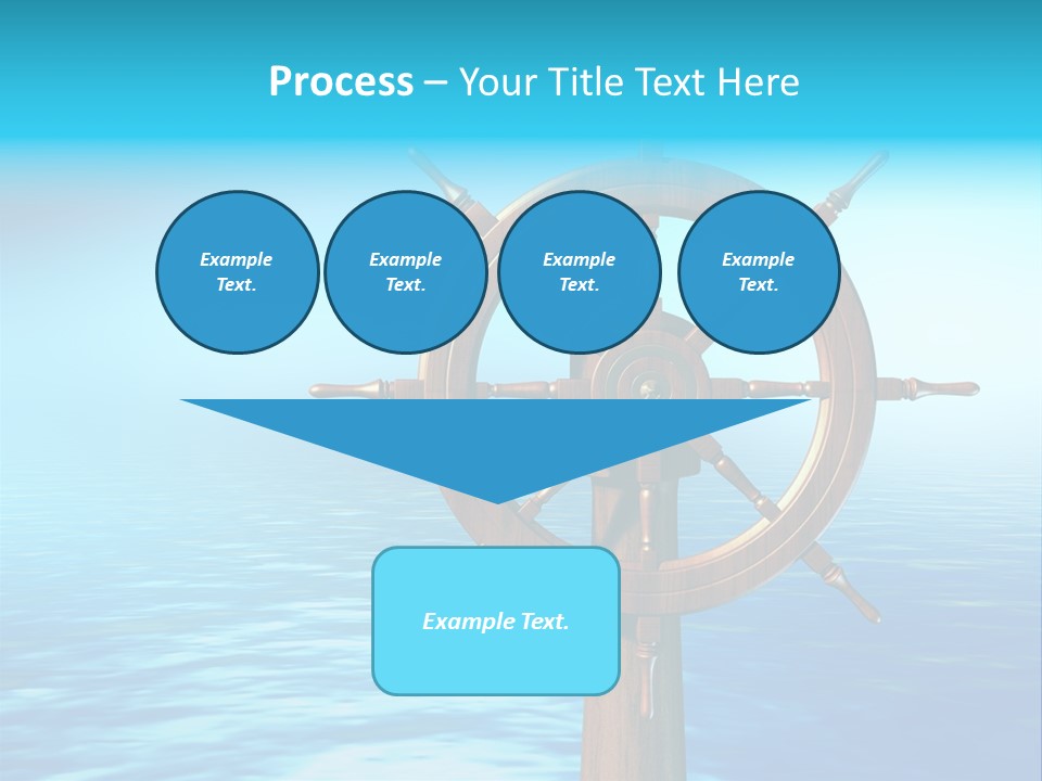 Ship Wheel Over A Sea Background. Digital Illustration PowerPoint Template
