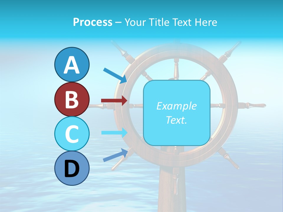 Ship Wheel Over A Sea Background. Digital Illustration PowerPoint Template