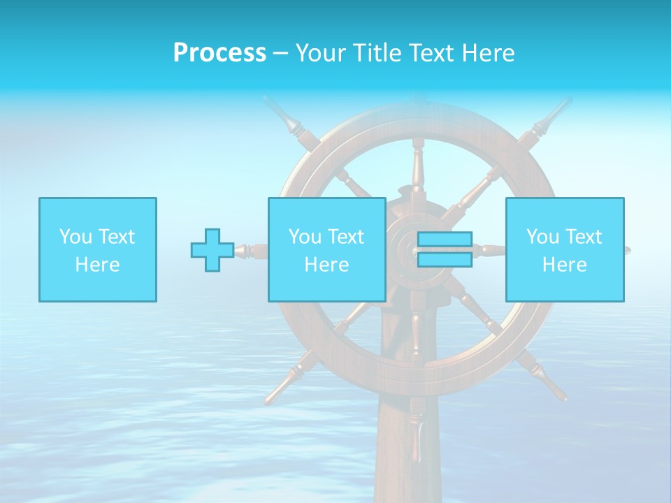 Ship Wheel Over A Sea Background. Digital Illustration PowerPoint Template