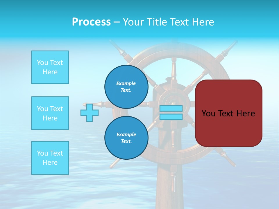 Ship Wheel Over A Sea Background. Digital Illustration PowerPoint Template