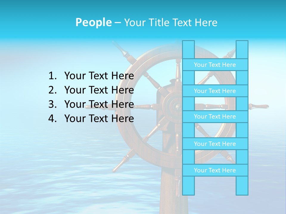 Ship Wheel Over A Sea Background. Digital Illustration PowerPoint Template