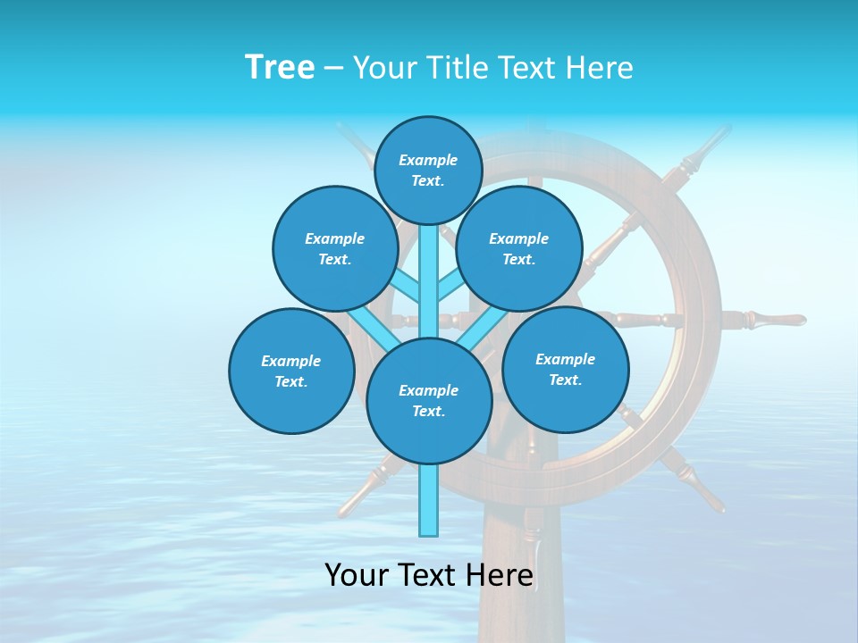 Ship Wheel Over A Sea Background. Digital Illustration PowerPoint Template