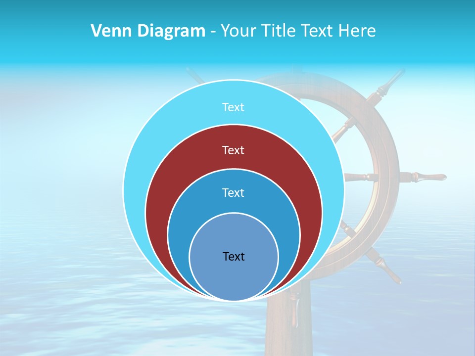 Ship Wheel Over A Sea Background. Digital Illustration PowerPoint Template
