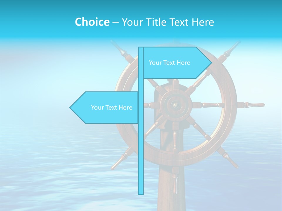 Ship Wheel Over A Sea Background. Digital Illustration PowerPoint Template
