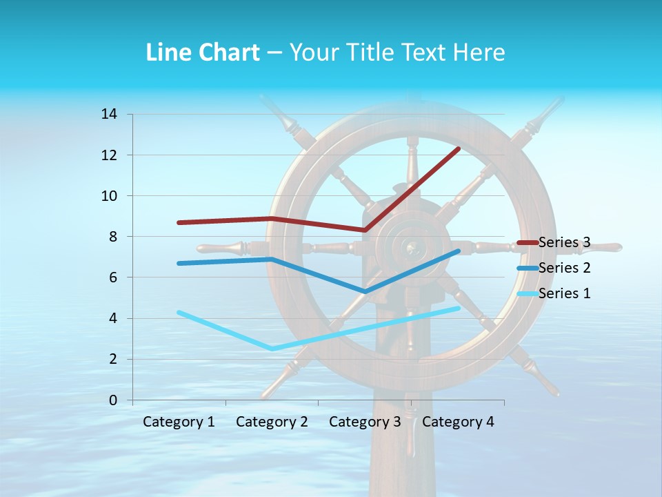Ship Wheel Over A Sea Background. Digital Illustration PowerPoint Template