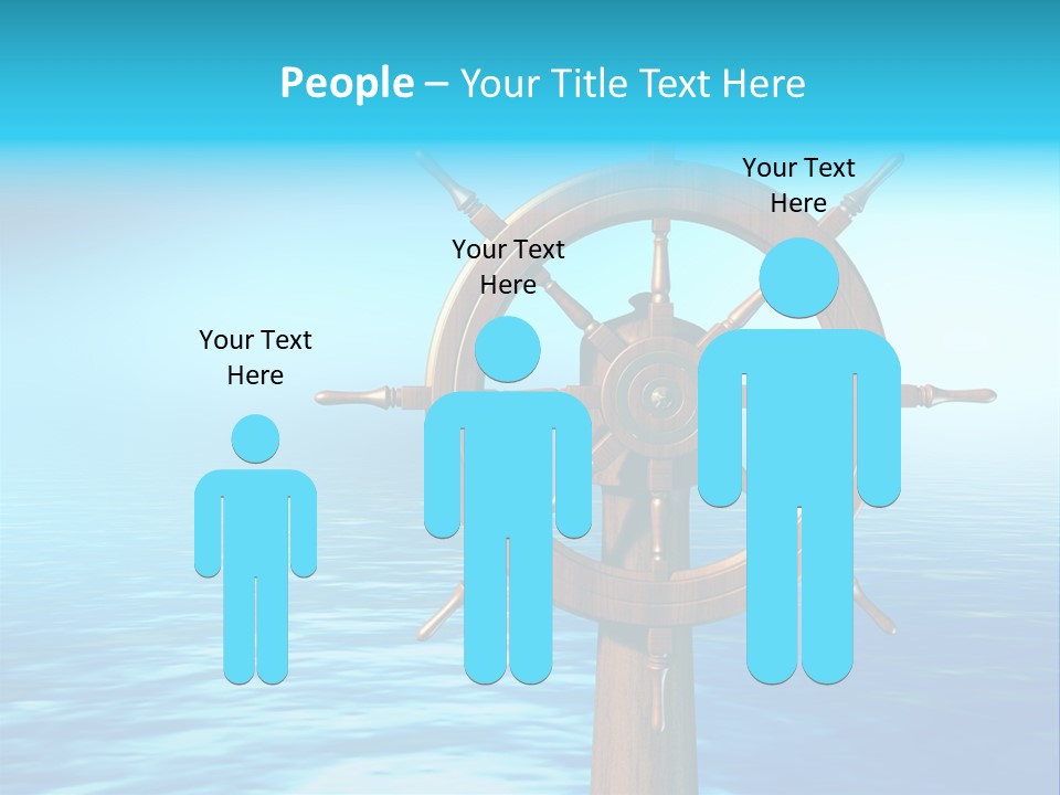 Ship Wheel Over A Sea Background. Digital Illustration PowerPoint Template