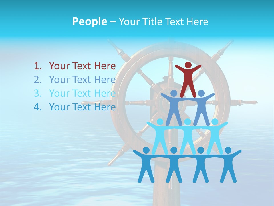 Ship Wheel Over A Sea Background. Digital Illustration PowerPoint Template