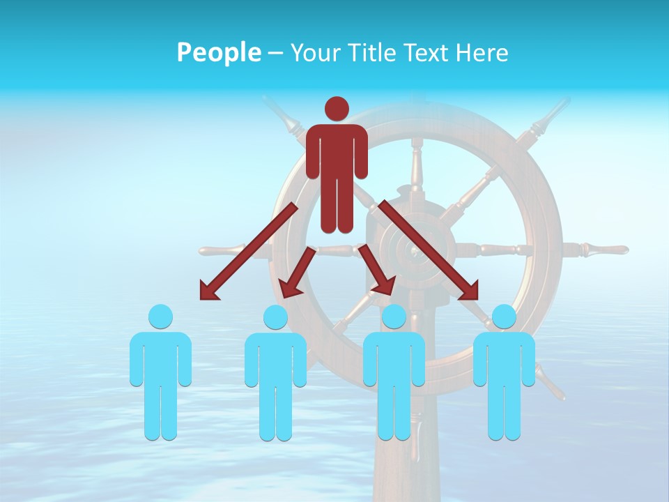 Ship Wheel Over A Sea Background. Digital Illustration PowerPoint Template