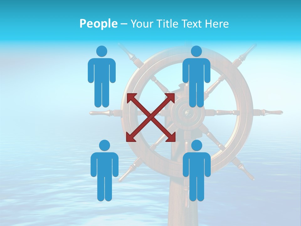 Ship Wheel Over A Sea Background. Digital Illustration PowerPoint Template