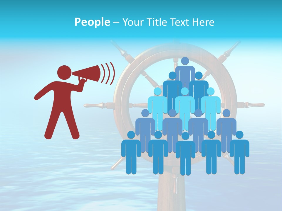 Ship Wheel Over A Sea Background. Digital Illustration PowerPoint Template