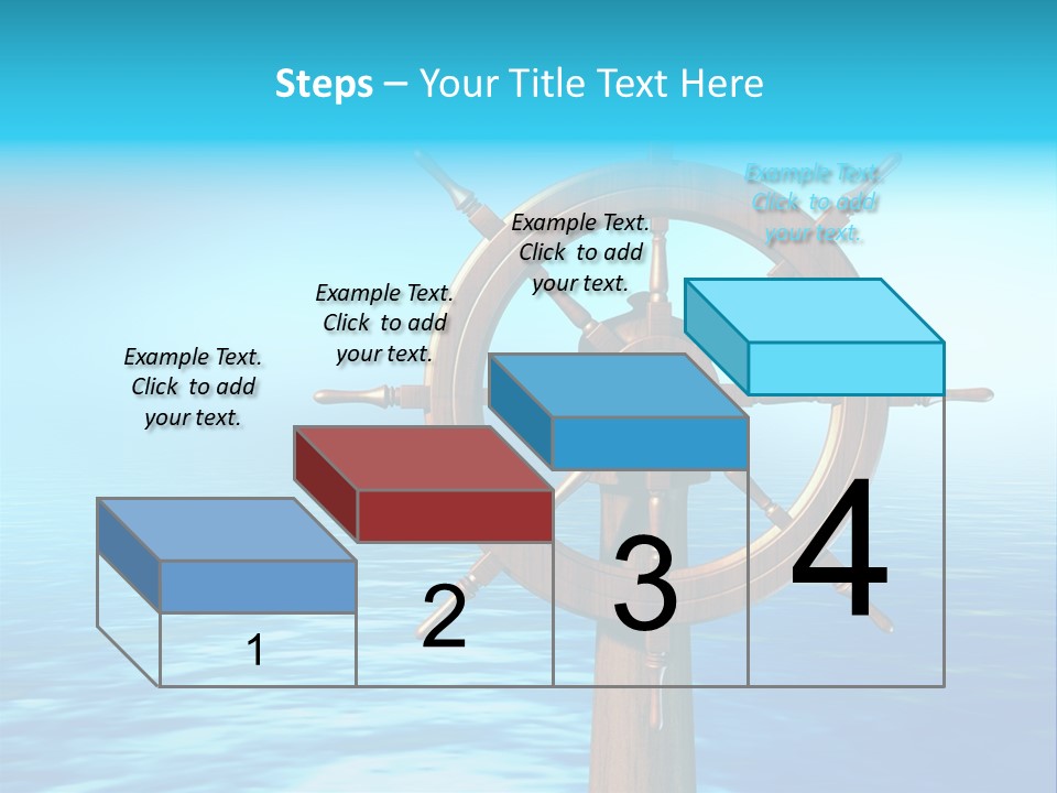 Ship Wheel Over A Sea Background. Digital Illustration PowerPoint Template