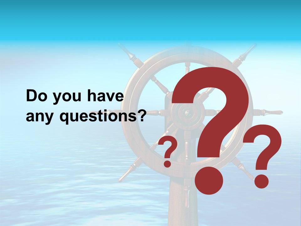 Ship Wheel Over A Sea Background. Digital Illustration PowerPoint Template