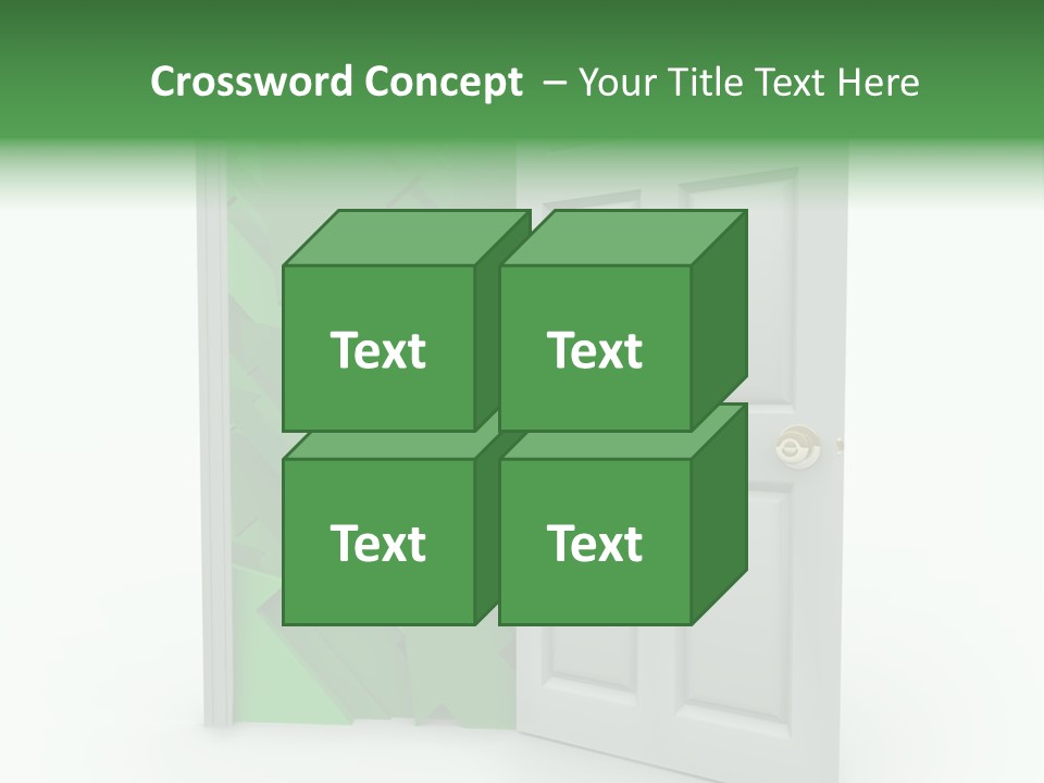 A White Doorway Is Opened To Reveal A Number Of Upward Growth Arrows PowerPoint Template