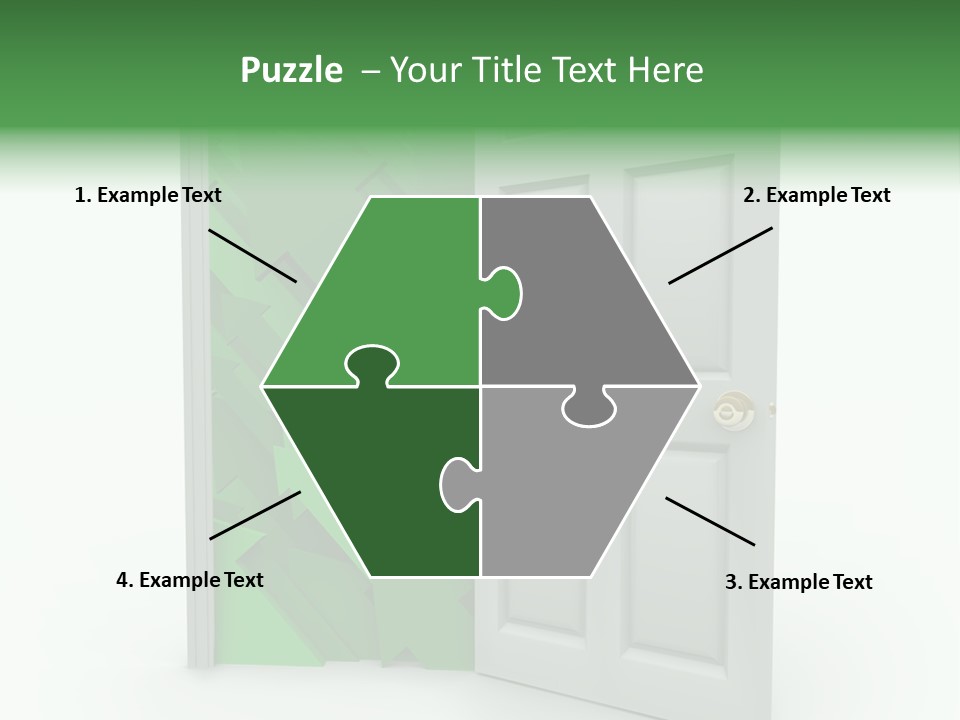 A White Doorway Is Opened To Reveal A Number Of Upward Growth Arrows PowerPoint Template