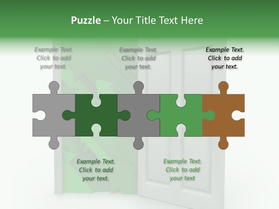 A White Doorway Is Opened To Reveal A Number Of Upward Growth Arrows PowerPoint Template