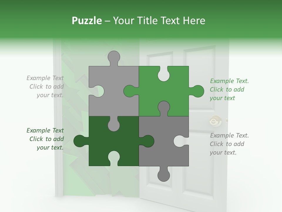 A White Doorway Is Opened To Reveal A Number Of Upward Growth Arrows PowerPoint Template