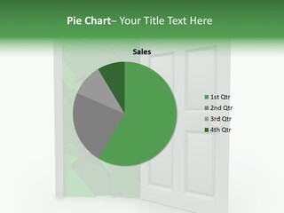 A White Doorway Is Opened To Reveal A Number Of Upward Growth Arrows PowerPoint Template