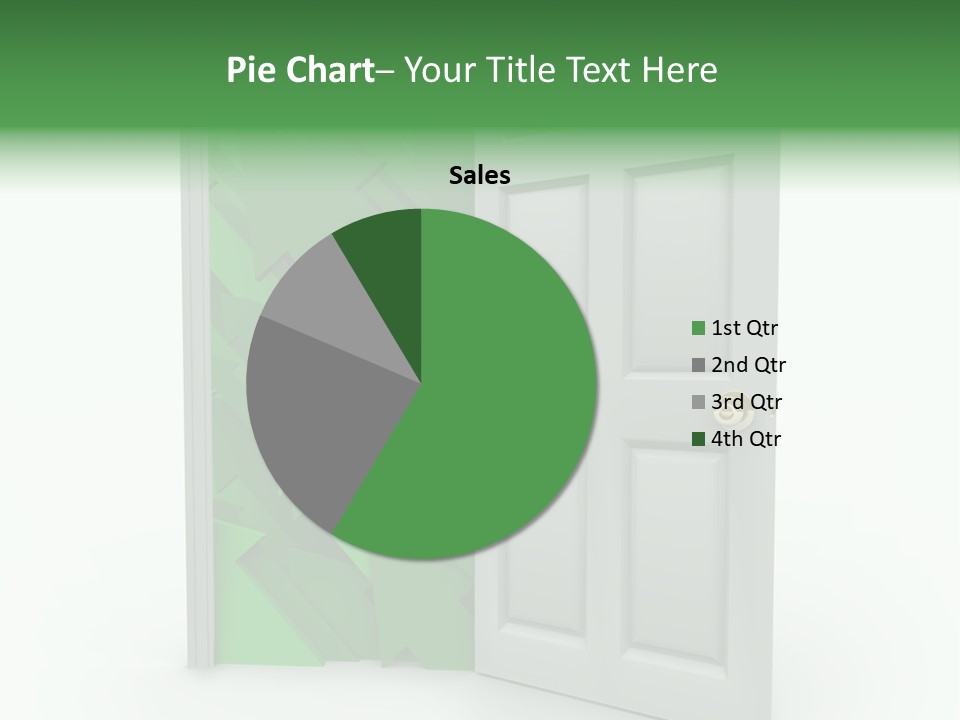 A White Doorway Is Opened To Reveal A Number Of Upward Growth Arrows PowerPoint Template