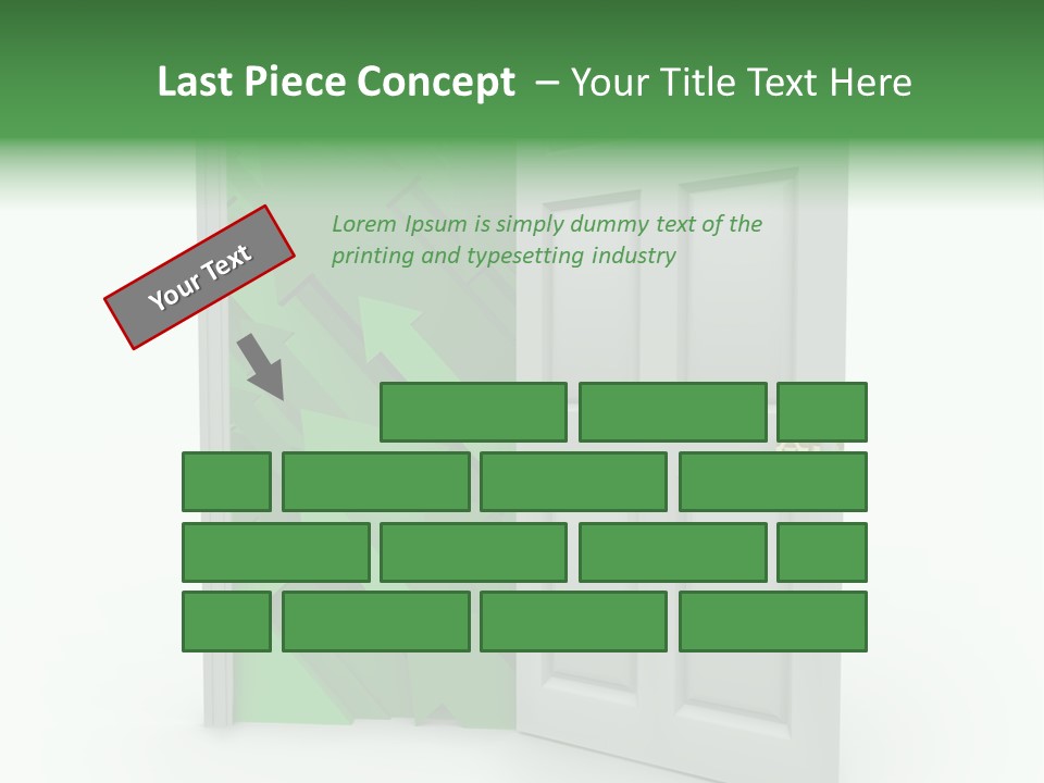 A White Doorway Is Opened To Reveal A Number Of Upward Growth Arrows PowerPoint Template