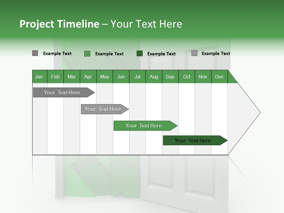 A White Doorway Is Opened To Reveal A Number Of Upward Growth Arrows PowerPoint Template