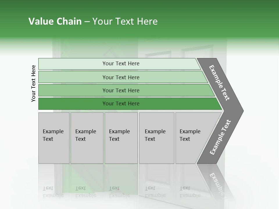 A White Doorway Is Opened To Reveal A Number Of Upward Growth Arrows PowerPoint Template