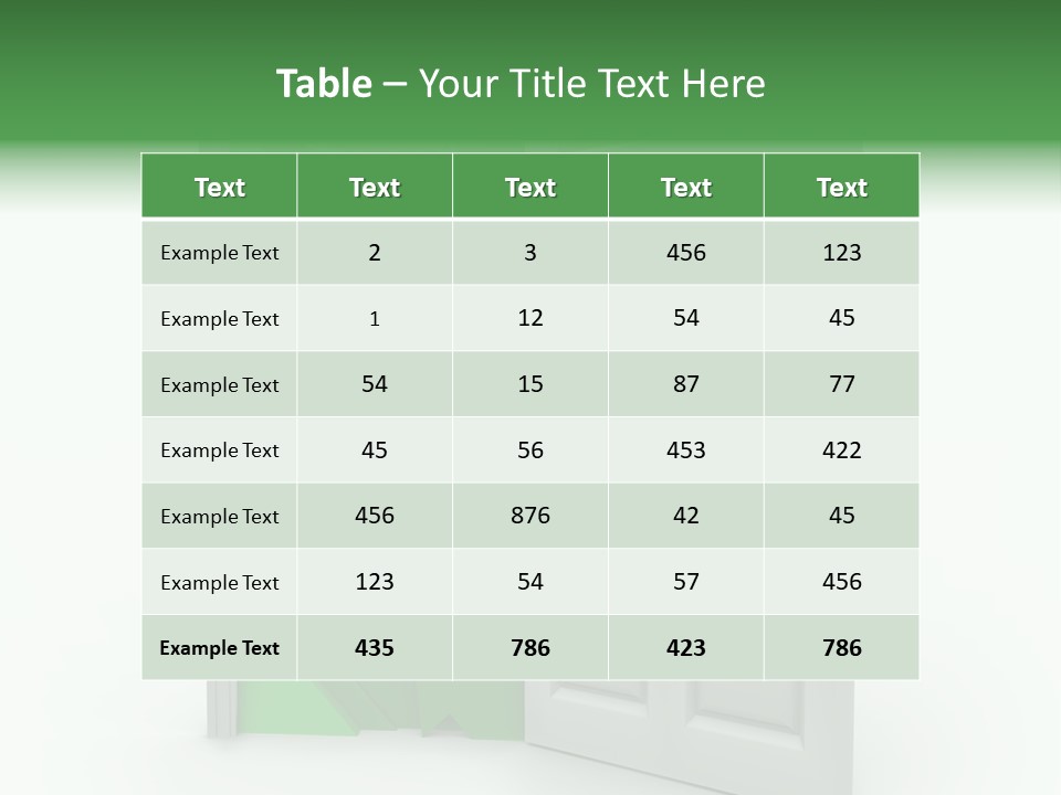 A White Doorway Is Opened To Reveal A Number Of Upward Growth Arrows PowerPoint Template