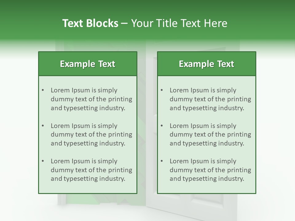 A White Doorway Is Opened To Reveal A Number Of Upward Growth Arrows PowerPoint Template
