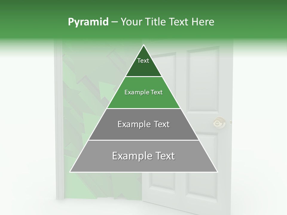 A White Doorway Is Opened To Reveal A Number Of Upward Growth Arrows PowerPoint Template