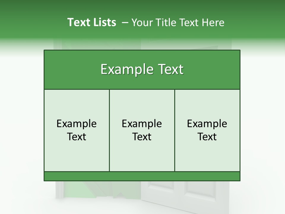 A White Doorway Is Opened To Reveal A Number Of Upward Growth Arrows PowerPoint Template