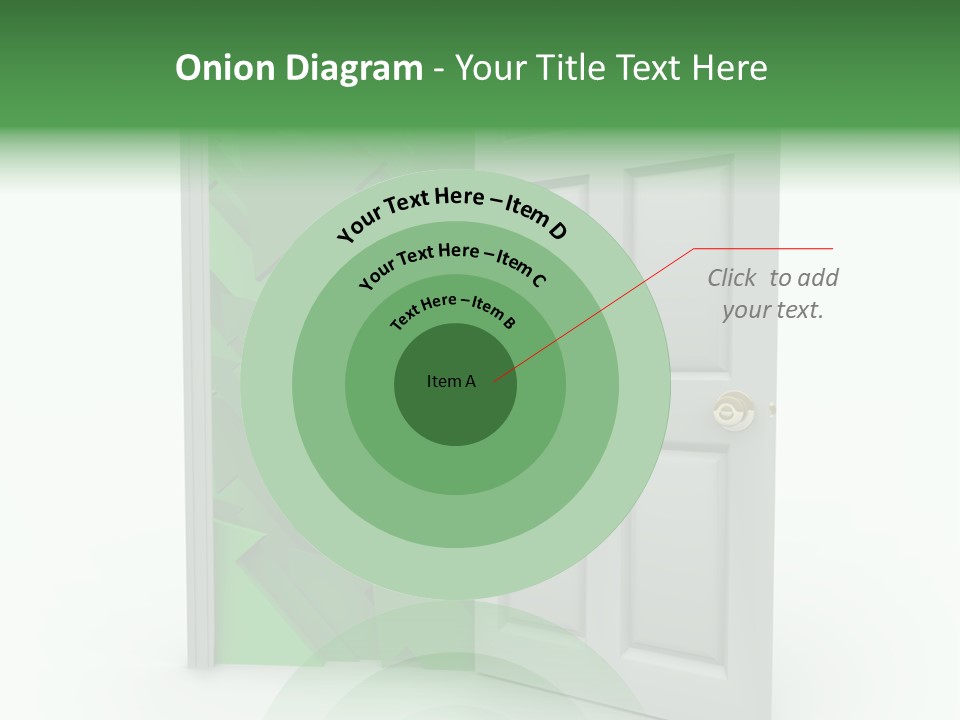 A White Doorway Is Opened To Reveal A Number Of Upward Growth Arrows PowerPoint Template