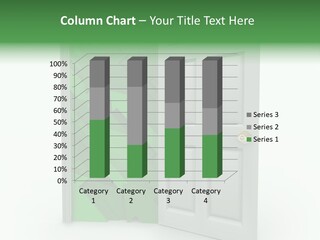 A White Doorway Is Opened To Reveal A Number Of Upward Growth Arrows PowerPoint Template