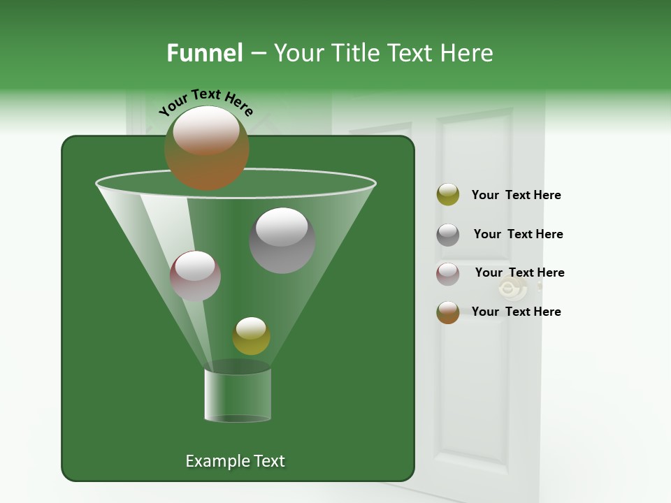 A White Doorway Is Opened To Reveal A Number Of Upward Growth Arrows PowerPoint Template