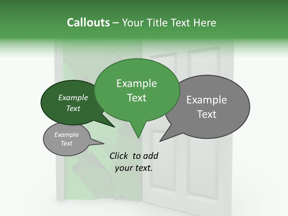 A White Doorway Is Opened To Reveal A Number Of Upward Growth Arrows PowerPoint Template