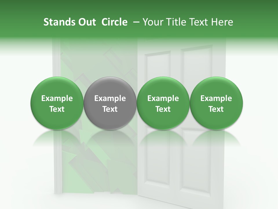 A White Doorway Is Opened To Reveal A Number Of Upward Growth Arrows PowerPoint Template