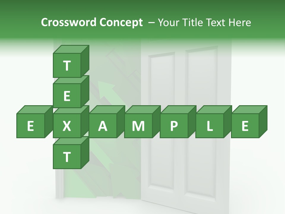 A White Doorway Is Opened To Reveal A Number Of Upward Growth Arrows PowerPoint Template