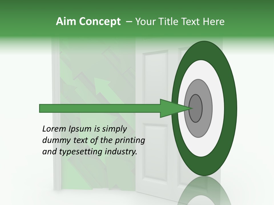 A White Doorway Is Opened To Reveal A Number Of Upward Growth Arrows PowerPoint Template