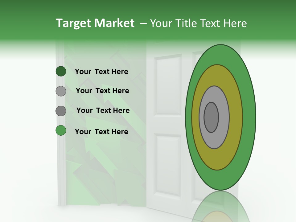 A White Doorway Is Opened To Reveal A Number Of Upward Growth Arrows PowerPoint Template