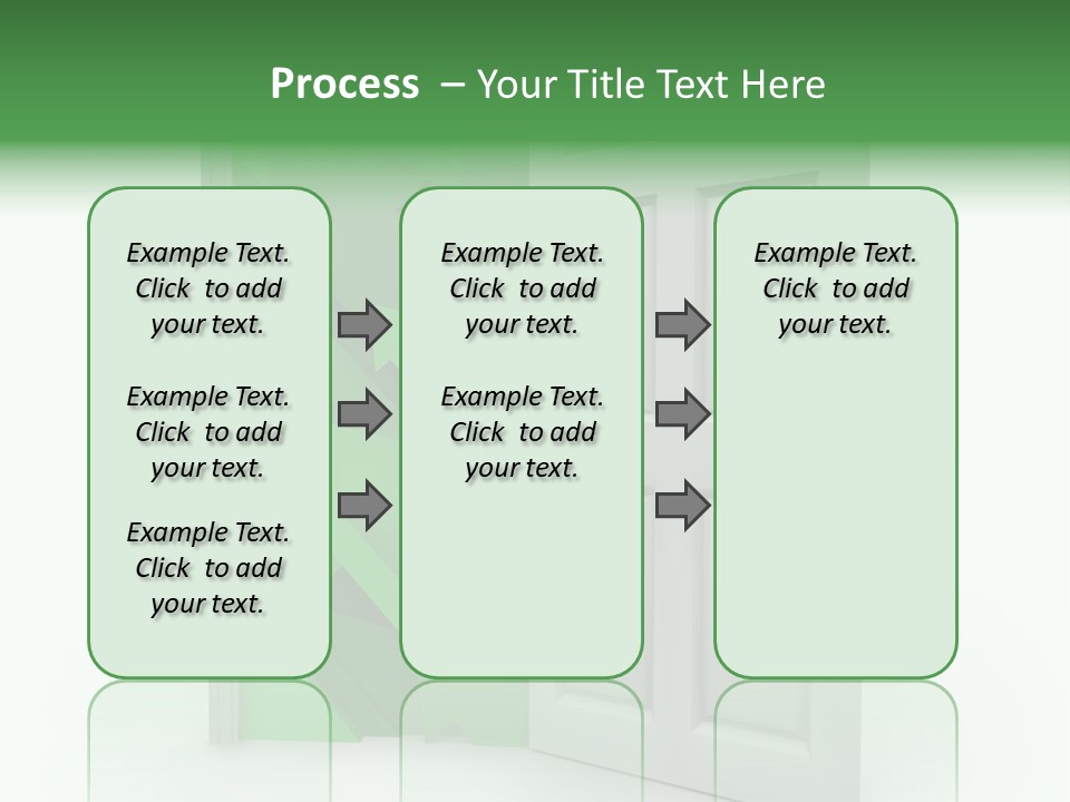 A White Doorway Is Opened To Reveal A Number Of Upward Growth Arrows PowerPoint Template