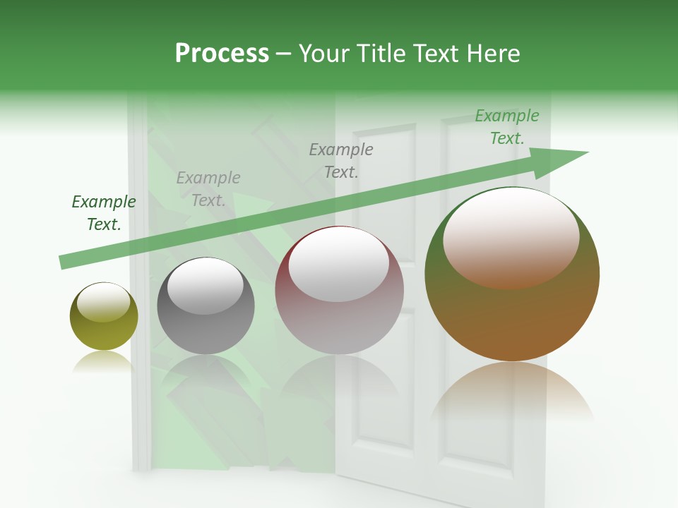A White Doorway Is Opened To Reveal A Number Of Upward Growth Arrows PowerPoint Template