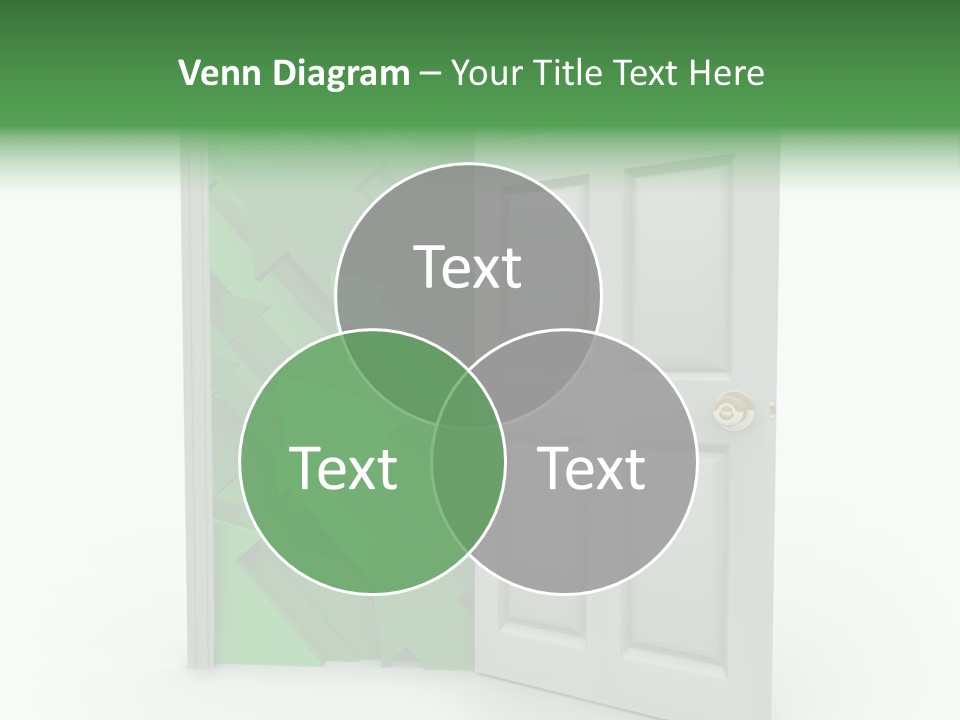 A White Doorway Is Opened To Reveal A Number Of Upward Growth Arrows PowerPoint Template