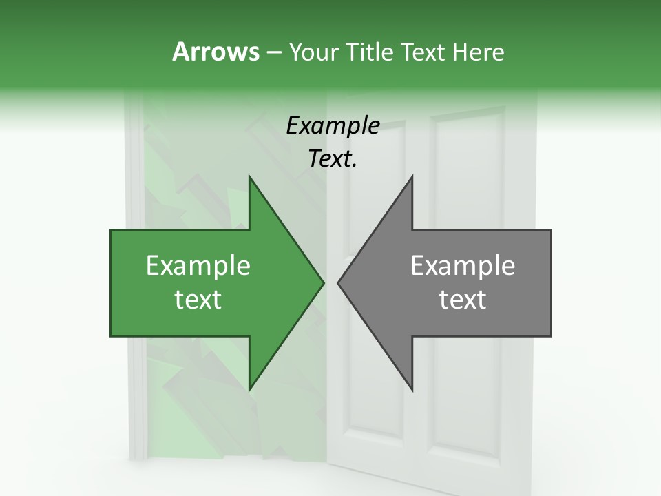 A White Doorway Is Opened To Reveal A Number Of Upward Growth Arrows PowerPoint Template