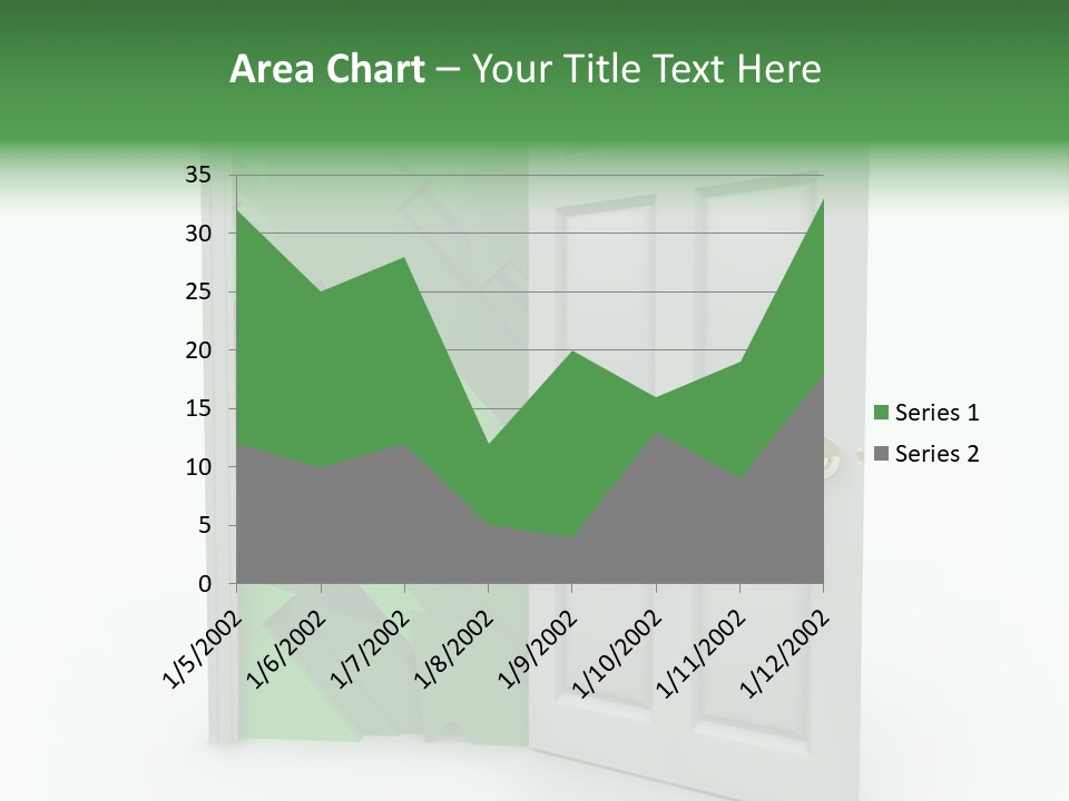 A White Doorway Is Opened To Reveal A Number Of Upward Growth Arrows PowerPoint Template