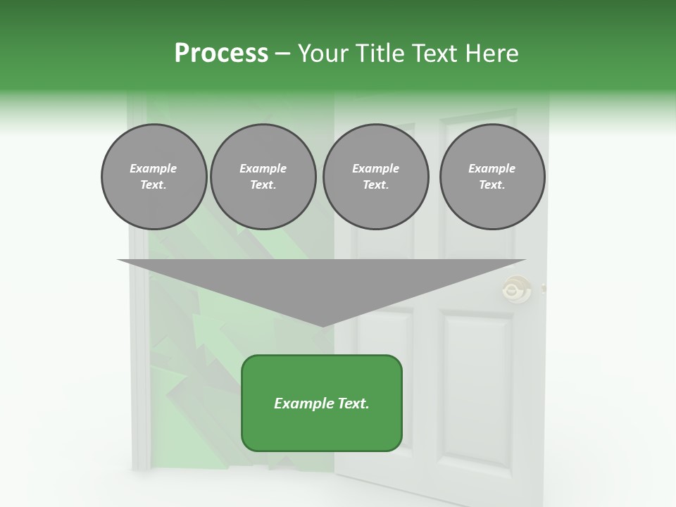 A White Doorway Is Opened To Reveal A Number Of Upward Growth Arrows PowerPoint Template