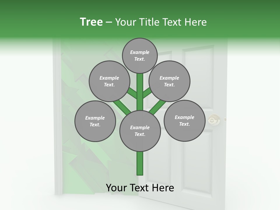 A White Doorway Is Opened To Reveal A Number Of Upward Growth Arrows PowerPoint Template
